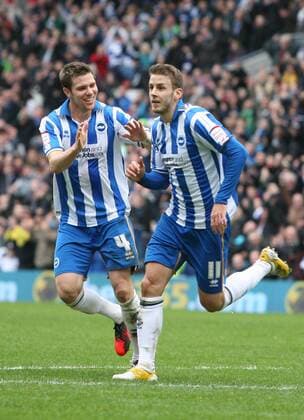 Football - FA Cup 3rd Round - Brighton and Hove Albion vs Newcastle United Brighton s Andrea Orlandi celebrates scoring at The American Express Community Stadium 