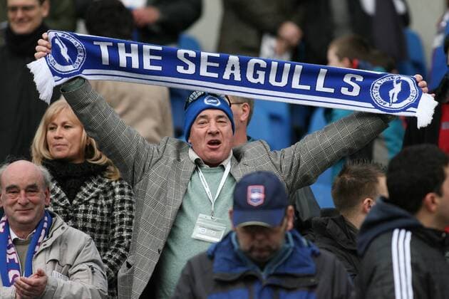Football - FA Cup 3rd Round - Brighton and Hove Albion A Brighton fan waves his scarf at The American Express Community Stadium 