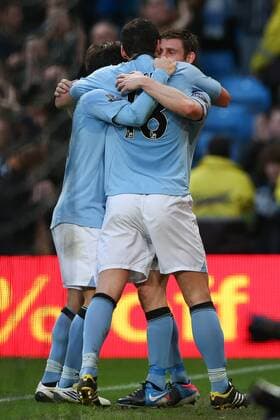Football - 2012 2013 FA Cup - Third Round: Manchester City vs. Watford FC Manchester City s Gareth Barry celebrates scoring at Etihad Stadium, Manchester 