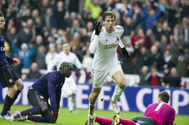 Football - 2012 2013 FA Cup - Third Round: Swansea vs. Arsenal michu scores swansea s 1st goal. 