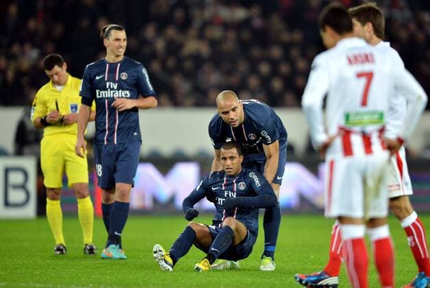 Lucas MOURA (psg) - ALEX (psg) - Zlatan IBRAHIMOVIC (psg) FOOTBALL : PSG vs Ajaccio - Ligue 1 - 11 01 2013 AnthonyBIBARD FEP Panoramic 