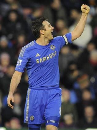 Frank Lampard of Chelsea FC London celebrates following the second goal - Barclays Premier League - Stoke City vs Chelsea - Britannia Stadium - Stoke on Trent - 12 01 13 - Picture Simon Bellis Sportimage EDITORIAL USE ONLY. No use with unauthorised audio, video, data, fixture lists, club league logos or live services. Online in-match use limited to 120 images, no video emulation. No use in betting, games or single club league player publications.
