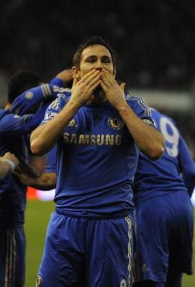 Frank Lampard of Chelsea FC London celebrates following the third goal - Barclays Premier League - Stoke City vs Chelsea - Britannia Stadium - Stoke on Trent - 12 01 13 - Picture Simon Bellis Sportimage EDITORIAL USE ONLY. No use with unauthorised audio, video, data, fixture lists, club league logos or live services. Online in-match use limited to 120 images, no video emulation. No use in betting, games or single club league player publications.