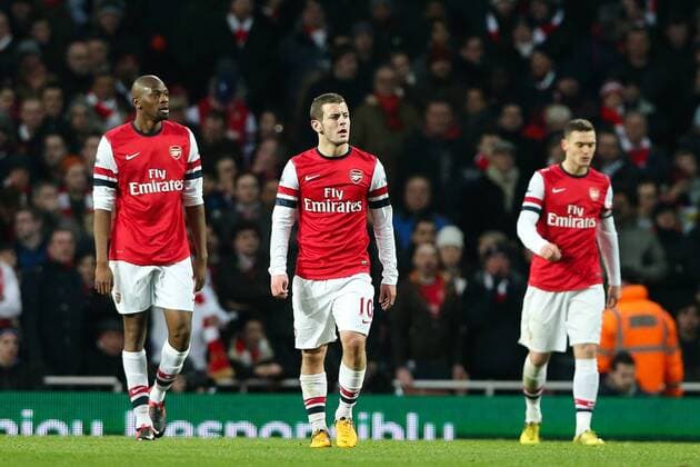 Football - 2012 2013 Premier League - FC Arsenal London vs. Manchester City A dejected Arsenal s Jack Wilshere at the Emirates Stadium, London 