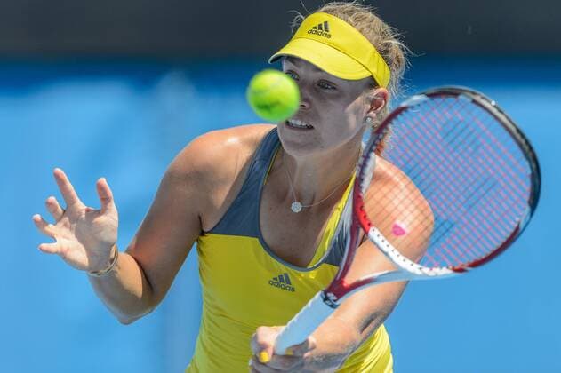 Jan. 16, 2013 - Melbourne, Victoria, Australia - January 16, 2013: Angelique Kerber (GER) in action in a second round match on day three of the 2013 Australian Open grand slam tennis tournament at Melbourne Park in Melbourne, Australia. Tennis 2013: Australian Open JAN 16 - ZUMAc04