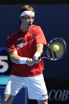 16.01.2013 Melbourne, Australia. Daniel Gimeno-Traver of Spain in action on day three of the Australian Open from Melbourne Park. xEstherxLimx  ActionPlus20155689