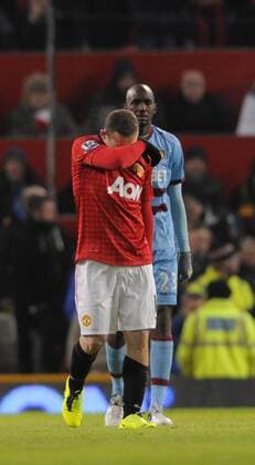 Wayne Rooney of Manchester United - FA Cup 3rd Round replay - Manchester United ManU vs West Ham United - Old Trafford Stadium - Manchester - 16 01 13 - EDITORIAL USE ONLY. No use with unauthorised audio, video, data, fixture lists, club league logos or live services. Online in-match use limited to 120 images, no video emulation. No use in betting, games or single club league player publications.
