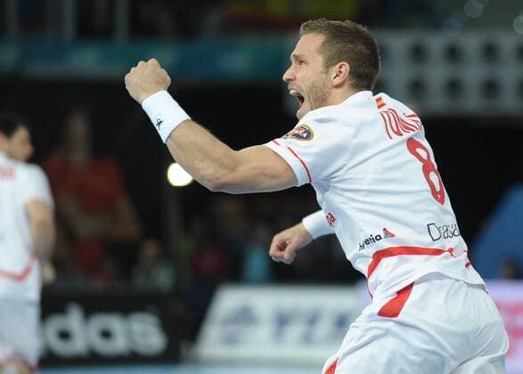 player spain right wing Tomas Victor (8) during Hungary - Spain Group D 23 IHF World Championship Handball 2013 at Madrid Spain on January 17 2013, Stadium Caja Magica, Spain 
