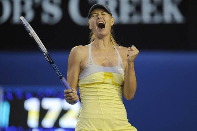 18.01.2013 Melbourne, Australia. Maria Sharapova of Russia reacts after winning a point in her match on day five of the Australian Open from Melbourne Park. xEstherxLimx  ActionPlus11367011