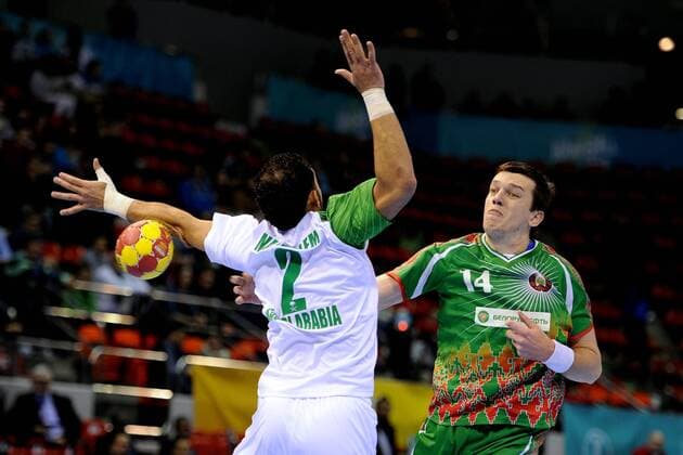 Handball WM - Belarus vs Saudiarabien: - MAHDI ALSALEM (L), SIARHEI RUTENKA GRIGORYEVA (R) xFOTOxMICHALxSTANCZYKxCYFRASPORT NEWSPIX.PL  20130119CSMS0007