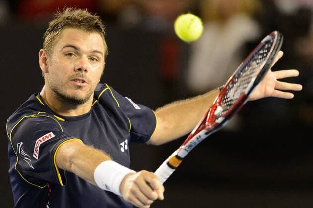 Jan. 20, 2013 - Melbourne, Victoria, Australia - January 20, 2013: Stanislas Wawrinka (SUI) in action in a fourth round match on day seven of the 2013 Australian Open grand slam tennis tournament at Melbourne Park in Melbourne, Australia. Tennis 2013: Australian Open JAN 20 - ZUMAc04