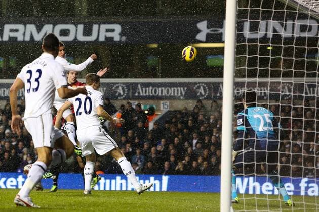 Football - 2012 2013 Premier League - Tottenham Hotspurs vs. Manchester United ManU Manchester United ManU s Robin van Persie scores his team s 1st goal at White Hart Lane, London 