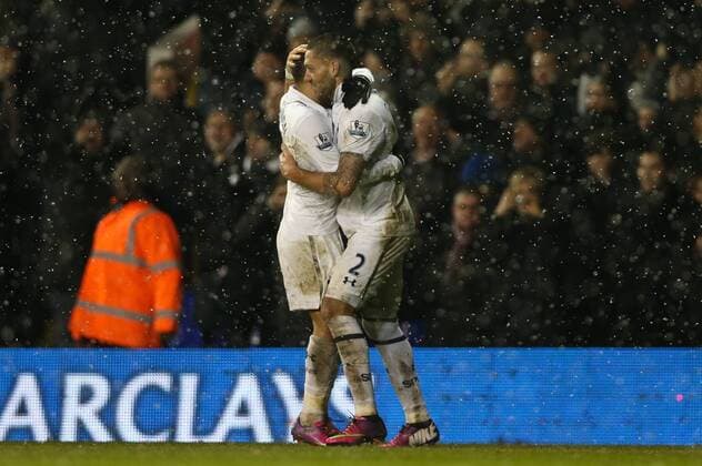 Football - 2012 2013 Premier League - Tottenham Hotspur vs. Manchester United ManU Tottenham s Clint Dempsey celebrates scoring a late equaliser at White Hart Lane, London 