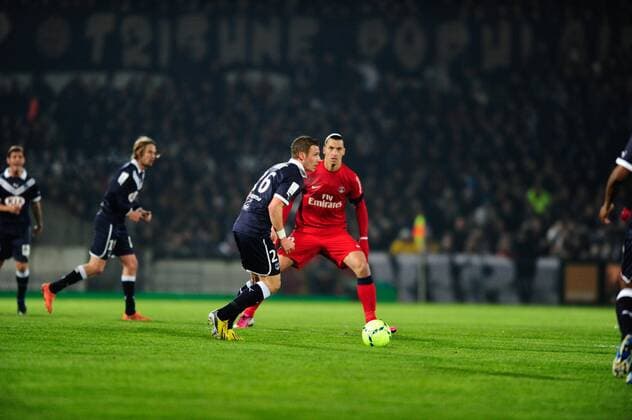 Ludovic OBRANIAK (Bordeaux) vs Zlatan IBRAHIMOVIC (psg) FOOTBALL : Girondins Bordeaux vs Paris St. Germain PSG - Match de Ligue1 - 20 01 2013 ThierryBreton Panoramic 