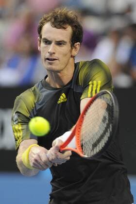 21.01.2013 Melbourne, Australia. Andy Murray of Great Britain returns a shot on day eight of the Australian Open from Melbourne Park. xEstherxLimx  ActionPlus16658
