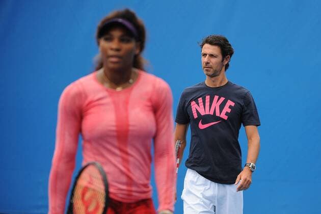 Serena Williams (USA) Patrick Mouratoglou (FRA) TENNIS : Open d Australie - Melbourne - 22 01 2013 Bouyer Tennismag Panoramlc 