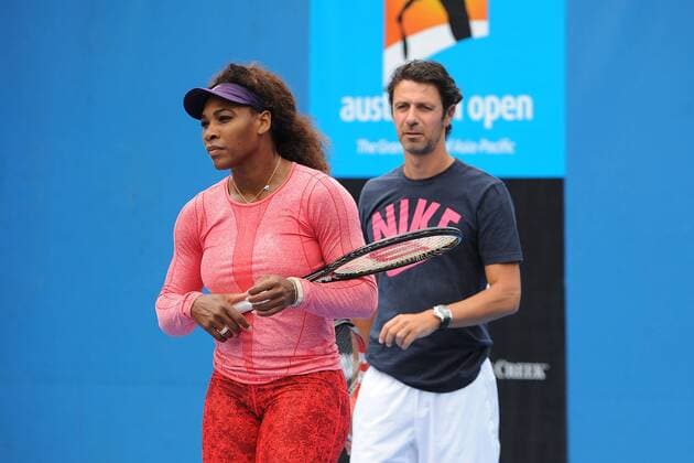 Serena Williams (USA) Patrick Mouratoglou (FRA) TENNIS : Open d Australie - Melbourne - 22 01 2013 Bouyer Tennismag Panoramlc 