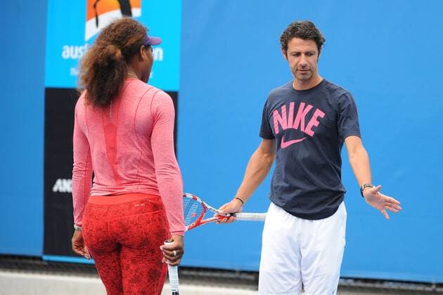 Serena Williams (USA) Patrick Mouratoglou (FRA) TENNIS : Open d Australie - Melbourne - 22 01 2013 Bouyer Tennismag Panoramlc 