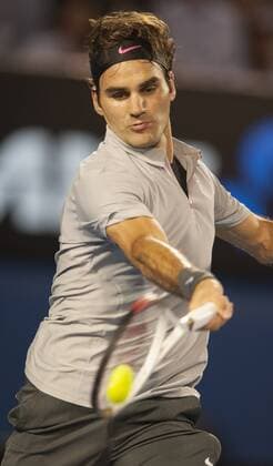 Jan. 23, 2013 - Australian Open top seed ROGER FEDERER (SUI) The Grand Slam matches are being held at the Rod Laver Arena in Melbourne. Australian Open Mens Singles Quarterfinals - ZUMAkh1