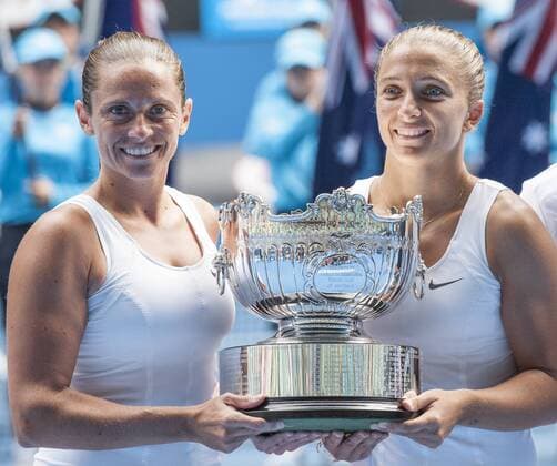Jan. 25, 2013 - Melbourne, Victoria, Australia - Roberta Vinci und Sara Errani gewinnen im Doppel die Australian Open Tennis 2013 - Australian Open - Day 11  - ZUMA Au