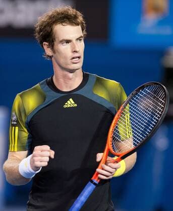 (130125) -- MELBOURNE, Jan. 25, 2013 (Xinhua) -- Andy Murray of Britain celebrates after scoring during the men s singles semifinal match at the 2013 Australian Open tennis tournament in Melbourne, Australia, Jan. 25, 2013 (Xinhua Bai Xue) (jyc) AUSTRALIA-MELBOURNE-TENNIS-MEN S SINGLES-SEMIFINAL 