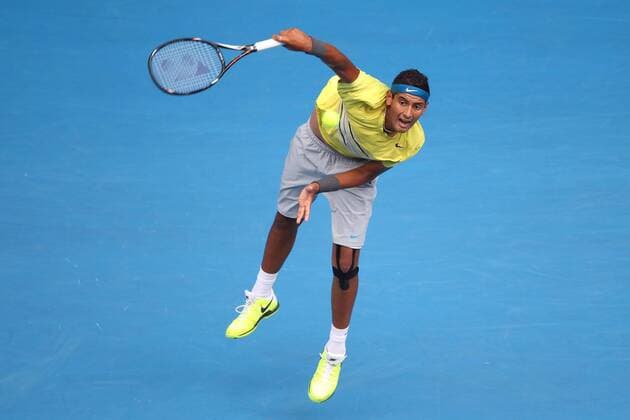 Nick Kyrgios, AUS, playing the juniors final of the 2013 Tennis Australian Open in Melbourne, 26 01 2013 -