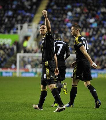Football - Barclays Premier League - Reading vs. Chelsea Chelsea s Frank Lampard celebrates scoring their second goal of the game at the Madejski Stadium, Reading 