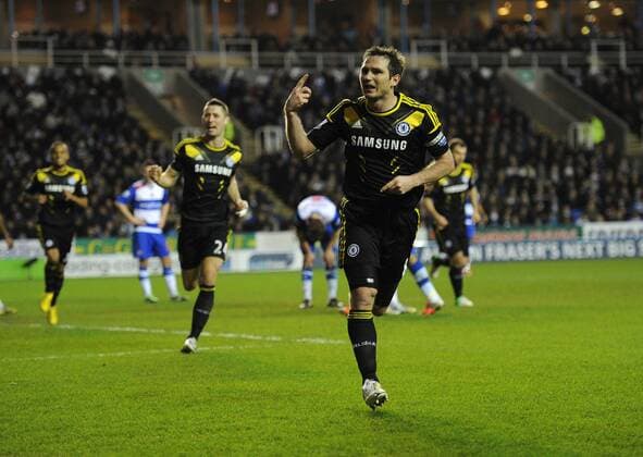 Football - Barclays Premier League - Reading vs. Chelsea Chelsea s Frank Lampard celebrates scoring their second goal of the game at the Madejski Stadium, Reading 