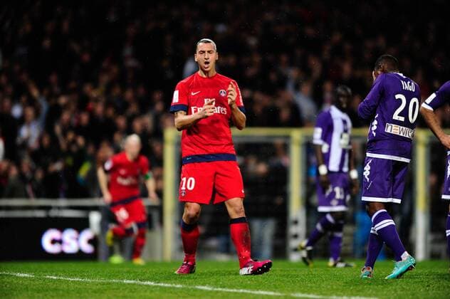 Joie goal Zlatan IBRAHIMOVIC (psg) FOOTBALL : Toulouse vs PSG - 23 eme journee de Ligue1 - 01 02 2013 ThierryBreton Panoramic 