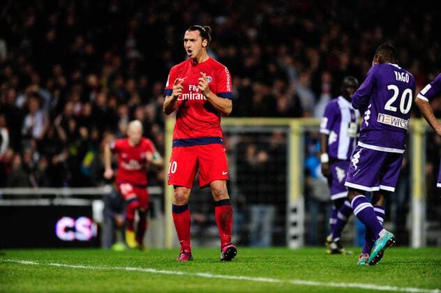 Joie goal Zlatan IBRAHIMOVIC (psg) FOOTBALL : Toulouse vs PSG - 23 eme journee de Ligue1 - 01 02 2013 ThierryBreton Panoramic 