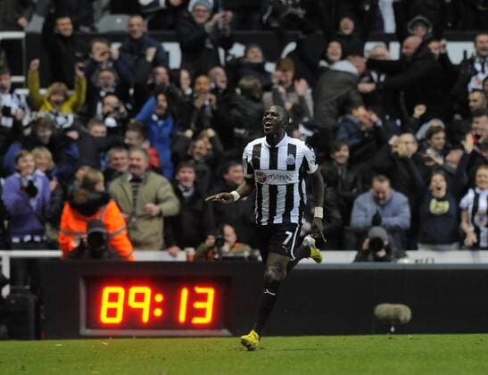Moussa Sissoko of Newcastle United celebrates scoring their third goal - Barclays Premier League - Newcastle Utd vs Chelsea - St. James Park - Newcastle - 02 02 13 - Picture Richard Lee Sportimage EDITORIAL USE ONLY. No use with unauthorised audio, video, data, fixture lists, club league logos or live services. Online in-match use limited to 120 images, no video emulation. No use in betting, games or single club league player publications.