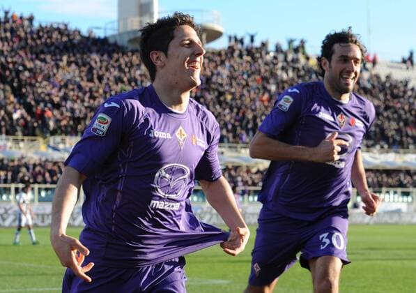 IPP20130203 Football - soccer: Serie A, AC Florenz - FC Parma, Stevan Jovetic jubelt mit Luca Toni - xHOCHxZWEIx xItalyxPhotoxPressx 