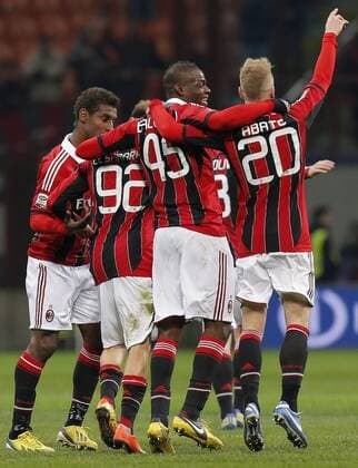 Mario Balotelli Milan, Goal Celebration, Milano 3 2 2013 .Stadio S.Siro . Football Calcio 2012 2013 Serie A. AC Milan - Udinese Calcio. MarcoxBertorello