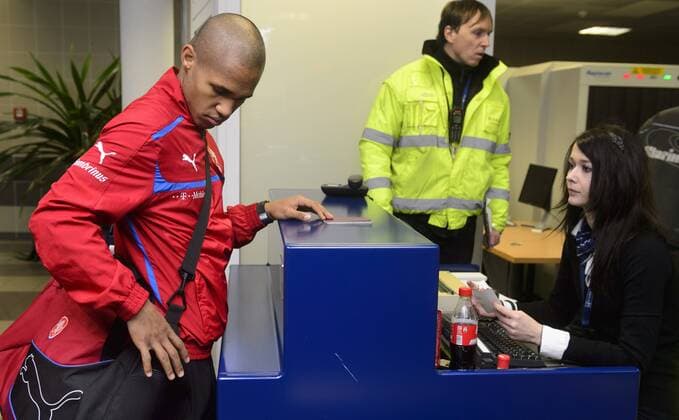 Player of Czech Republic soccer team Theodor Gebre Selassie is seen at Prague s Vaclav Havel Airport in Prague, Czech Republic, February 5, 2013 to leave for Turkey. Czech team is to play friendly match there. (CTKxPhoto MichalxKamaryt) CTKPhotoP201302050274601  kmt 4