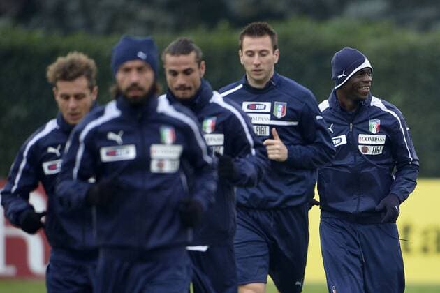 Mario Balotelli (R).05 02 2013 Coverciano. Training Fussball-Nationammannschaft Italien. . alfredoxfalcone