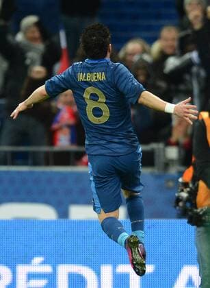 06.02.2013, xjh, Freundschaftspiel, Frankreich - Deutschland, v.l. Mathieu Valbuena (Frankreich) Torjubel, Goal celebration, celebrate the goal 1:0