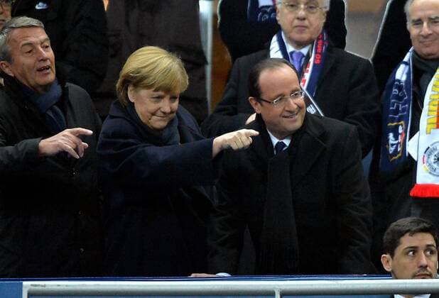 Angela Merkel - Francois Hollande CELEBRITES : France vs Allemagne - match amical - 06 02 2013 AnthonyBIBARD FEP Panoramic 