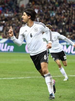 Paris , Fussball Länderspiel Frankreich vs. Deutschland Jubel Sami Khedira ( Duet ) nach dem Tor zum 2 : 1