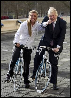 The Mayor of London Boris Johnson and Double Olympic and World Champion Laura Trott announce the Offical RideLondon sponsor and reveal the route of the RideLondon-Surrey classic, Thursday February 7, 2013. AndrewxParsonsx xi-Images 