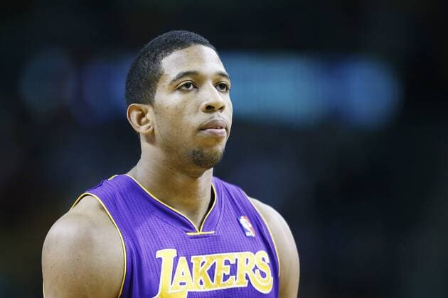 07 February 2013: Los Angeles Lakers point guard Darius Morris (1) rests during the Boston Celtics 116-95 victory over the Los Angeles Lakers at the TD Garden, Boston, Massachusetts, USA. NBA Basketball Herren USA FEB 07 Lakers at Celtics Icon483130207157 EDITORIAL USE ONLY