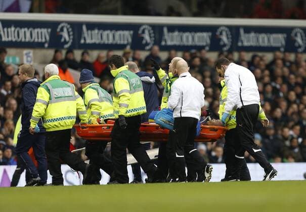 Newcastle s Yoan Gouffran gets stretchered off with an injury..Tottenham Hotspur v Newcastle United - Barclays Premier League - White Hart Lane, London- 09 02 13 - Picture David Klein Sportimage EDITORIAL USE ONLY. No use with unauthorised audio, video, data, fixture lists, club league logos or live services. Online in-match use limited to 120 images, no video emulation. No use in betting, games or single club league player publications.