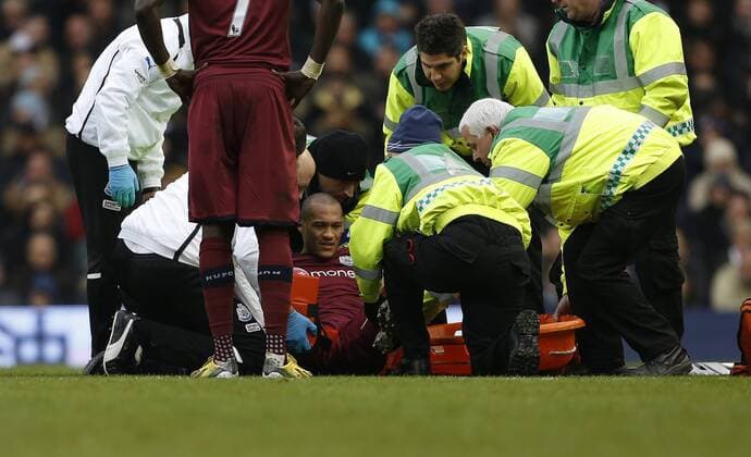 Newcastle s Yoan Gouffran gets stretchered off with an injury..Tottenham Hotspur v Newcastle United - Barclays Premier League - White Hart Lane, London- 09 02 13 - Picture David Klein Sportimage EDITORIAL USE ONLY. No use with unauthorised audio, video, data, fixture lists, club league logos or live services. Online in-match use limited to 120 images, no video emulation. No use in betting, games or single club league player publications.