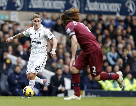 Tottenham s Lewis Holtby in action..Tottenham Hotspur v Newcastle United - Barclays Premier League - White Hart Lane, London- 09 02 13 - Picture David Klein Sportimage EDITORIAL USE ONLY. No use with unauthorised audio, video, data, fixture lists, club league logos or live services. Online in-match use limited to 120 images, no video emulation. No use in betting, games or single club league player publications.