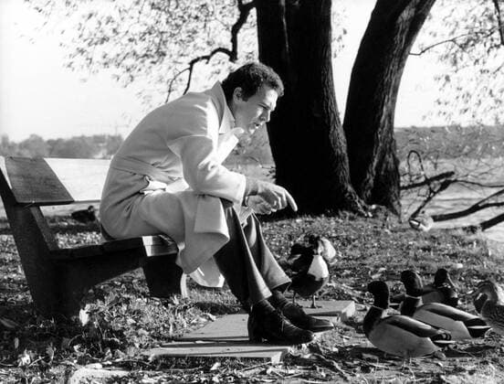 Franz Beckenbauer (Hamburger SV) füttert Enten an der Alster