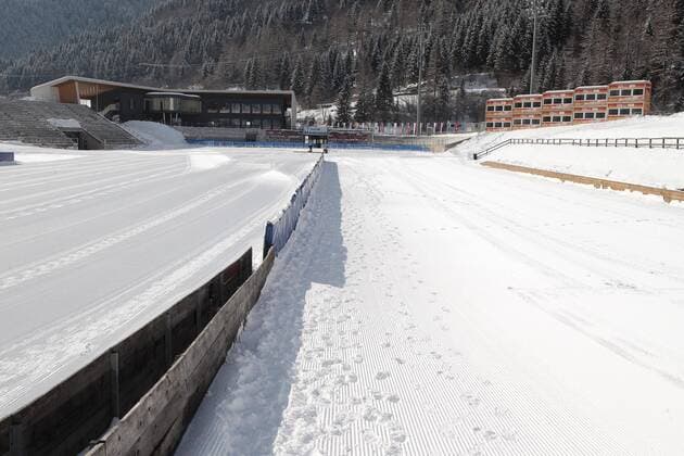 13.02.2013, Skisprungstadion, Predazzo, ITA, FIS Weltmeisterschaften Ski Nordisch, im Bild Predazzo s Ski Jumping Stadium before FIS Nordic Ski World Championships 2013 at the Stadio del Salto Dal Ben of Predazzo, Val di Fiemme, Italy on 2013 02 13.