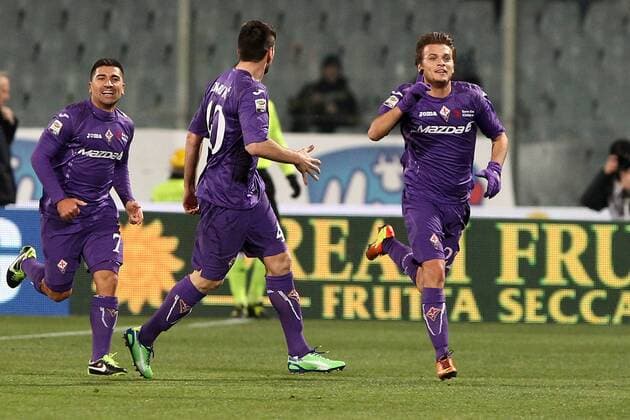 Jubel Adem Ljajic Fiorentina goal celebration Firenze 17 02 2013 Stadio Franchi Football Calcio Serie A 2012 13 Fiorentina v Inter PaoloxNucci