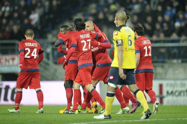 JOIE DE PSG APRES LE BUT DE ALEX FOOTBALL : FC Sochaux vs Paris St. Germain (PSG) - Ligue 1 - Championnat de France 2012 2013 - 17 02 2013 - GRamon 