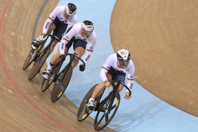 Deutschland : ENDERS Rene - BOTTICHER Stefan - LEVY Maximilian - - Mannschaftswettbewerb - Teamsprint - Weltmeisterschaft 2013 - Minsk - 21 02 2013 PatrickPichon Panoramic 