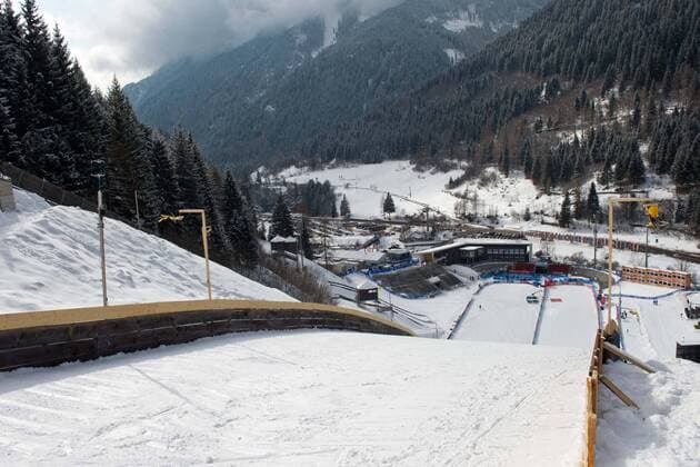 general view, FEBRUARY 22, 2013, FIS Nordic World Ski Championship 2013, Ski Jumping Ladies, Normal Hill Individual, Ski Jumping Stadium Predazzo, Val di Fiemme, Italy,  (bxlb044978)