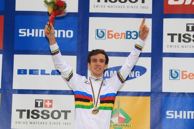 YATES Simon (GBR) - Course aux points - Bahnrad WM 2013 - Minsk - 22 02 2013 PatrickPichon Panoramic 